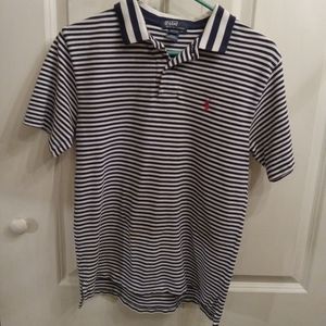 Boys 12/14 Navy & White Striped Polo